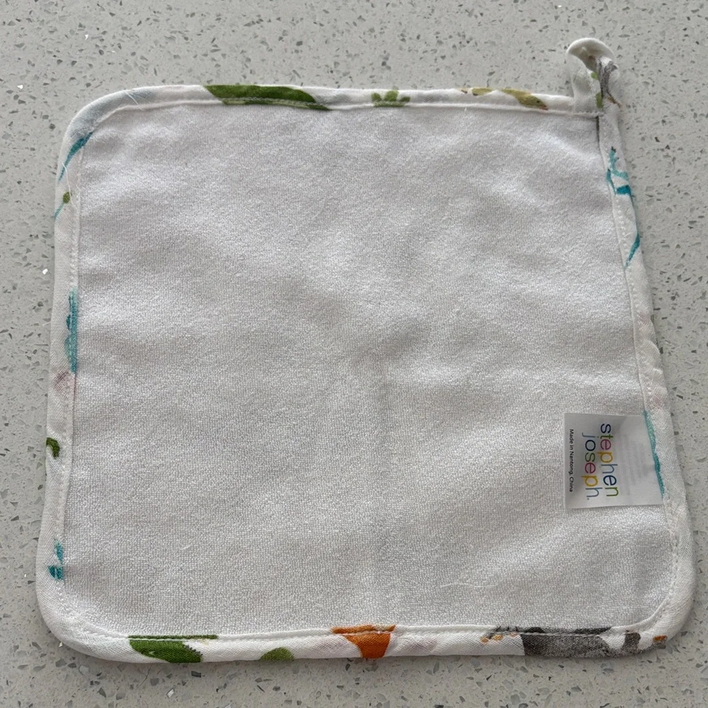 Stephen Joseph Set of 2 Cotton Muslin Washcloths Dino